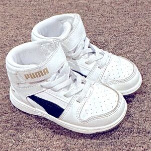 Little Kid's Puma Rebound Layup White Black (384453-02) Sz 7C Light Use
